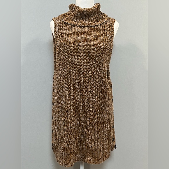 Free People Valentina Sleeveless Turtleneck Snap Side Tunic Sweater Dress Size M - Picture 1 of 12